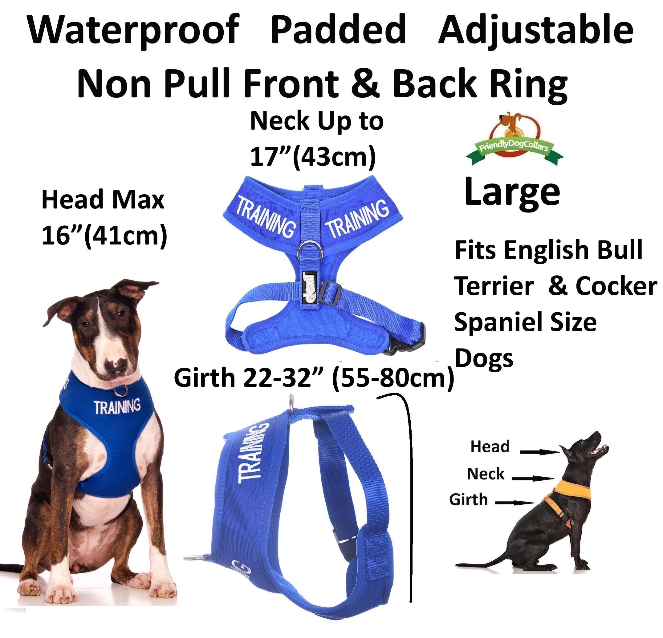 Training (Dog In Training/Do Not Disturb) Blue Colour Coded Non-Pull Front And Back D Ring Padded And Waterproof Vest Dog Harnes